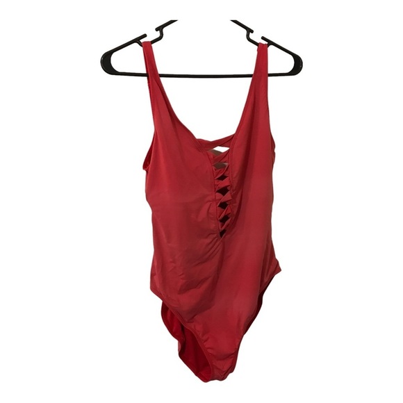 Bleu Rod Beattie scarlet twisted front one piece bathing suit size 12 - Picture 3 of 14